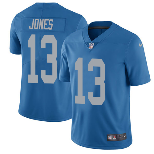 Nike Lions #13 T.J. Jones Blue Throwback Men's Stitched NFL Vapor Untouchable Limited Jersey